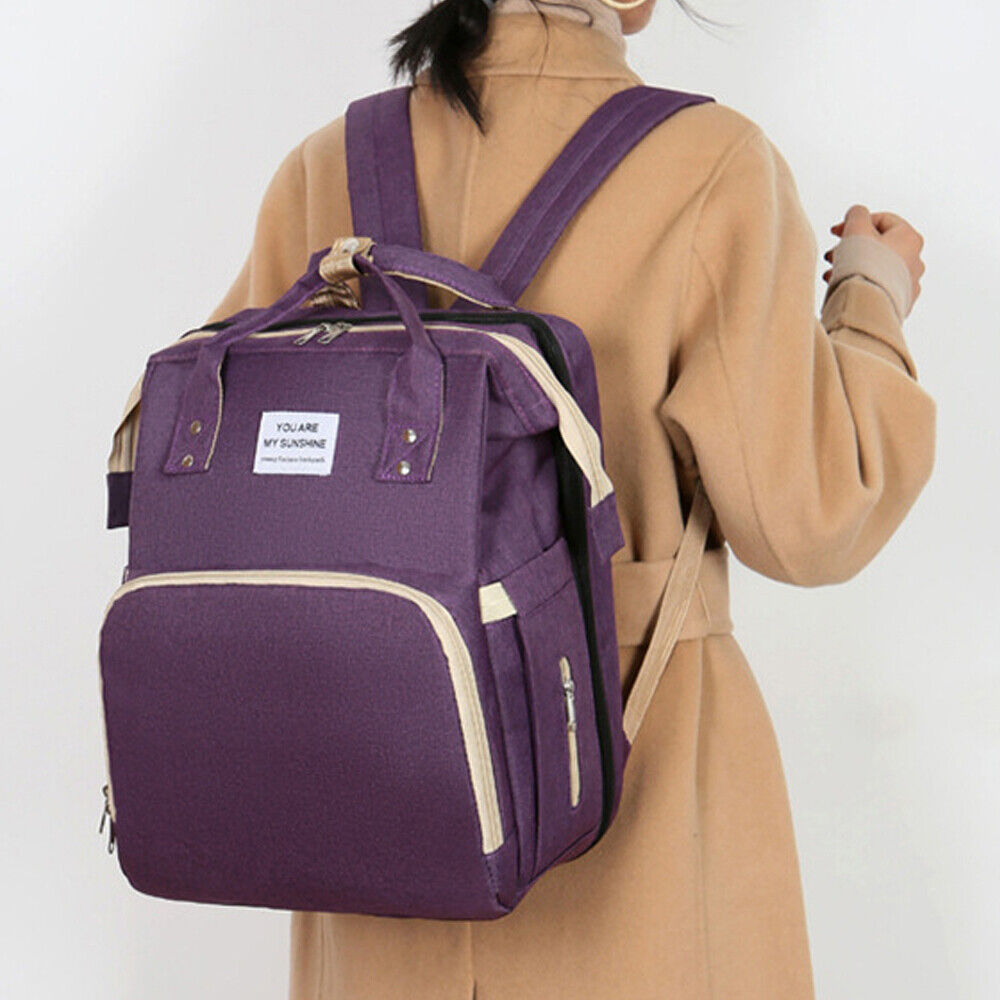 Waterproof 3 in 1 Baby Diaper Bag Backpack with Bassinet Changing Station Travel 24Hr Smart